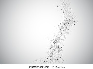 Abstract Polygonal Space Background with Connecting Dots and Lines