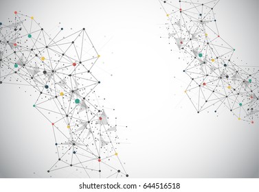 Abstract Polygonal Space Background with Connecting Dots and Lines