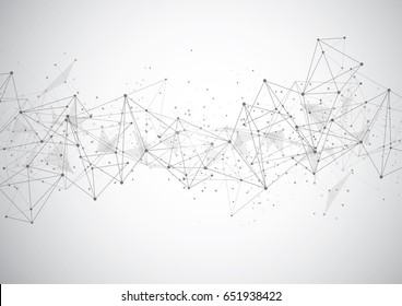 Fondo abstracto de espacio poligonal con puntos y líneas de conexión. Ilustración vectorial