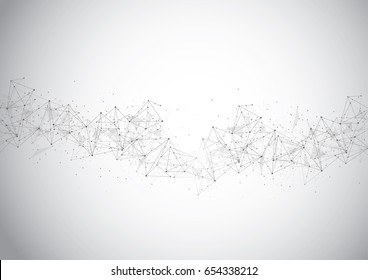 Abstract Polygonal Space Background with Connecting Dots and Lines. Vector Illustration