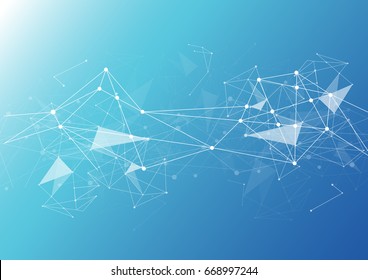 Fondo abstracto de espacio poligonal con puntos y líneas de conexión. Ilustración del vector