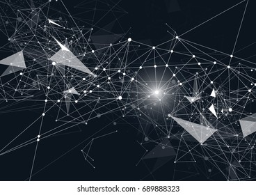 Abstract Polygonal Space Background with Connecting Dots and Lines