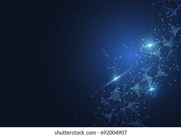 Abstract Polygonal Space Background with Connecting Dots and Lines