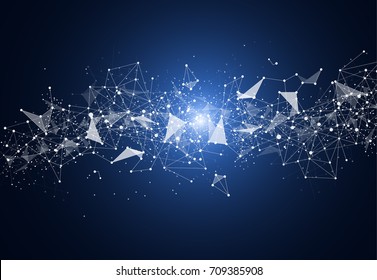 Abstract Polygonal Space Background with Connecting Dots and Lines
