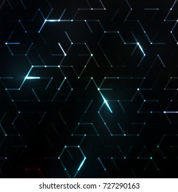 Espacio polígonal abstracto. Fondo con puntos y líneas de conexión. Concepto gráfico para su diseño