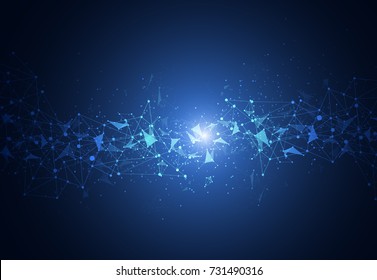 Abstract Polygonal Space Background with Connecting Dots and Lines
