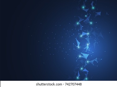 Abstract Polygonal Space Background with Connecting Dots and Lines