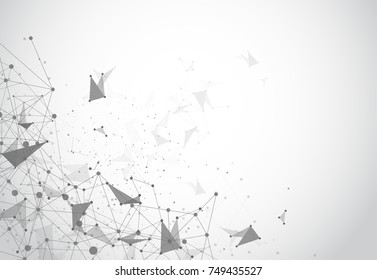 Abstract Polygonal Space Background with Connecting Dots and Lines