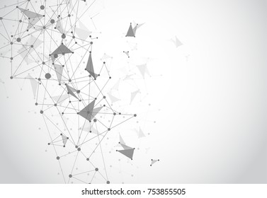 Abstract Polygonal Space Background with Connecting Dots and Lines