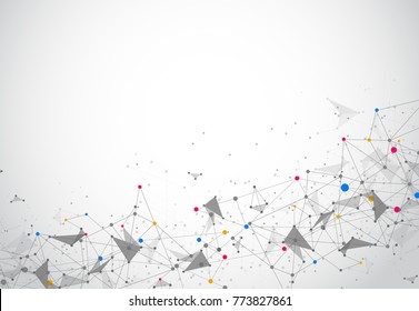 Abstract Polygonal Space Background with Connecting Dots and Lines