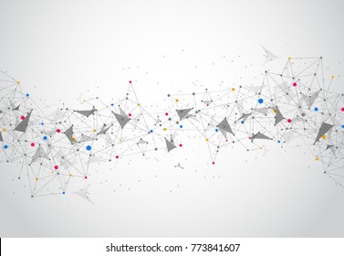 Abstract Polygonal Space Background with Connecting Dots and Lines