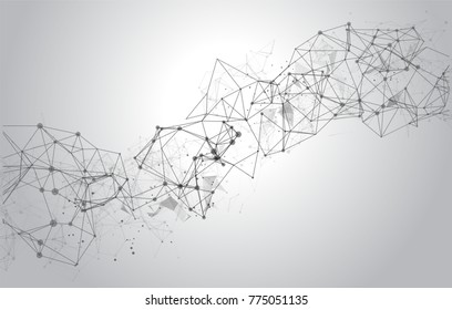 Abstract Polygonal Space Background with Connecting Dots and Lines