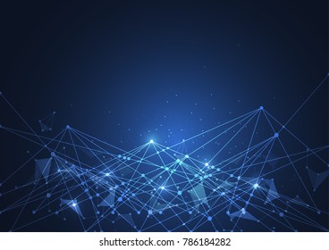 Abstract Polygonal Space Background with Connecting Dots and Lines