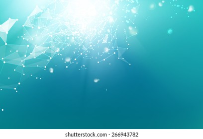 Abstract polygonal space bleu background with connecting dots and lines. Vector illustration.