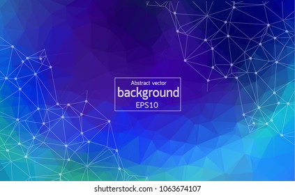 Abstract Polygonal Space Blue Background with Connecting Dots and Lines | Network - Data Visualization Illustration