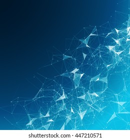 Abstract Polygonal Space Blue Background with Connecting Dots and Lines | Futuristic Vector Illustration