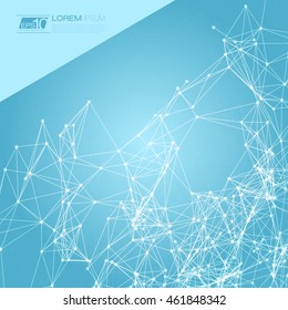 Abstract Polygonal Space Blue Background with Connecting Dots and Lines | EPS10 Vector Illustration