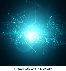 Abstract Polygonal Space Blue Background with Connecting Dots and Lines | EPS10 Vector Illustration