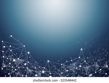 Abstract Polygonal Space Blue Background with Connecting Dots and Lines