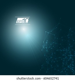 Abstract Polygonal Space Blue Background with Connecting Dots and Lines | Futuristic Vector Illustration