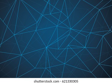 Abstract Polygonal Space Blue Background with Connecting Dots and Lines  Network