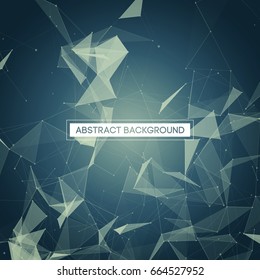 Abstract Polygonal Space - Blue Background with Bright Low Poly Connecting Dots and Lines - Connection Structure - Futuristic Vector Design