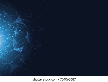 Abstract Polygonal Space Blue Background with Connecting. Vector Illustration