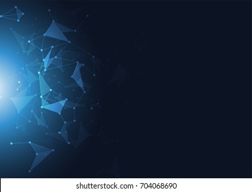Abstract Polygonal Space Blue Background with Connecting. Vector Illustration