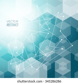 Abstract polygonal space blue hexagonal background with connecting dots and lines. Vector illustration