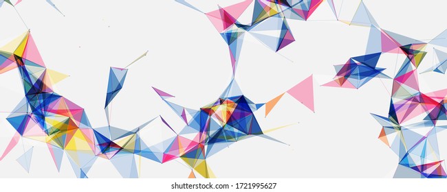 Abstract Polygonal Space Bright Background with Colorful Connecting Dots and Lines | Fashion or Technology Commercial