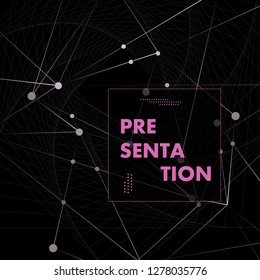 Abstract polygonal space concept illustration and connection dark background.
