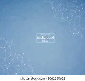 Abstract Polygonal Space with Connecting Dots and Lines on blue screen vector