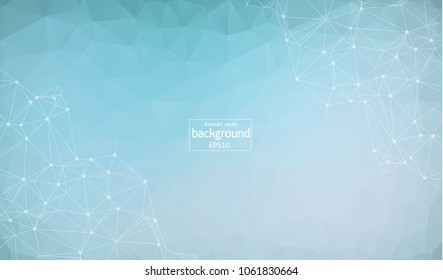 Abstract Polygonal Space with Connecting Dots and Lines on blue screen vector