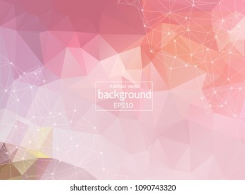 Abstract Polygonal Space Dark Background with Red Connecting Dots and Lines | EPS10 Vector Illustration