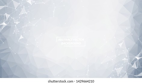 Abstract Polygonal Space Dark Background with Gray Connecting Dots and Lines , Futuristic Design.