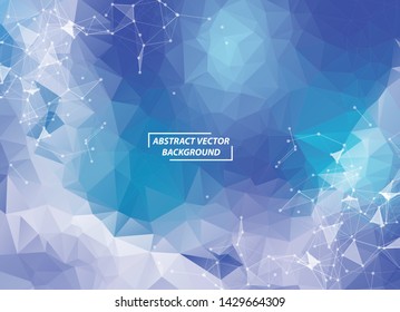 Abstract Polygonal Space Dark Background with Multi Blue Connecting Dots and Lines , Futuristic Design.
