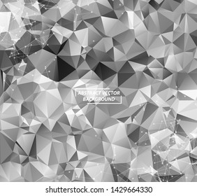 Abstract Polygonal Space Dark Background with Black White Connecting Dots and Lines , Futuristic Design.