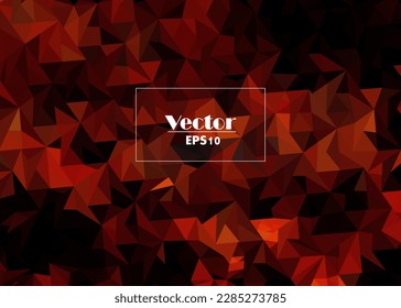 Abstract Polygonal Space Dark Background with Red Connecting Dots and Lines | EPS10 Vector Illustration