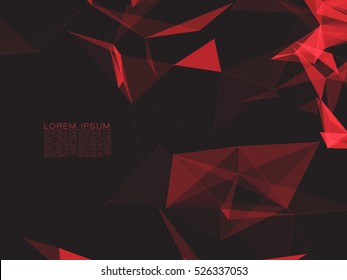 Abstract Polygonal Space Dark Background with Red Connecting Dots and Lines | EPS10 Vector Illustration