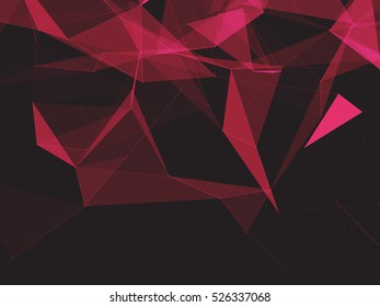 Abstract Polygonal Space Dark Background with Pink Connecting Dots and Lines | EPS10 Vector Illustration