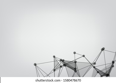 Abstract Polygonal Space Gray Background. Technology connecting dots and line.