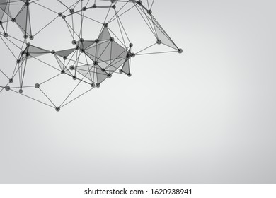 Abstract Polygonal Space Gray Background. Technology connecting dots and line.