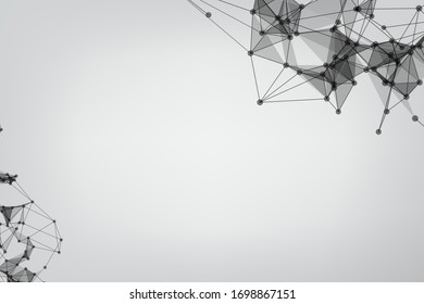Antecedentes Gris Del Espacio Polígonal Abstracto. Tecnología conectando puntos y líneas.