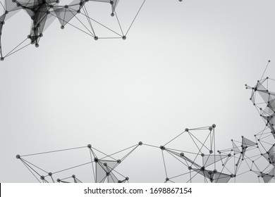 Abstract Polygonal Space Gray Background. Technology connecting dots and line.