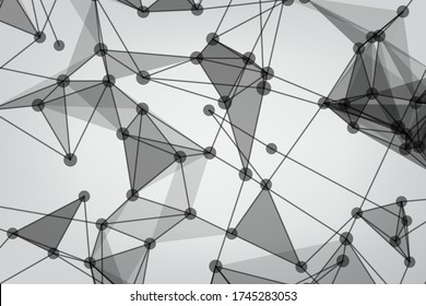 Abstract Polygonal Space Gray Background. Technology connecting dots and line.