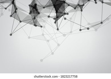 Abstrakter polygonaler, grauer Hintergrund. Technologie zum Verbinden von Punkten und Linie.