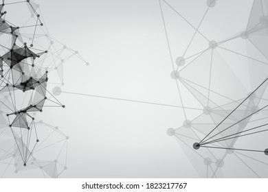 Abstract Polygonal Space Gray Background. Technology connecting dots and line.