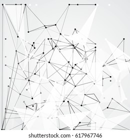 Abstract Polygonal Space Gray Background with Connecting Dots and Lines