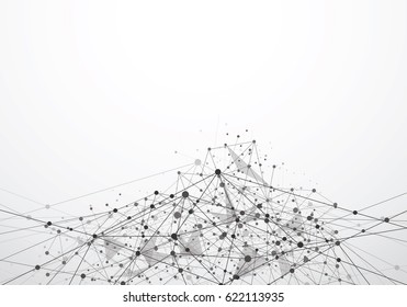 Abstract Polygonal Space Gray Background with Connecting Dots and Lines
