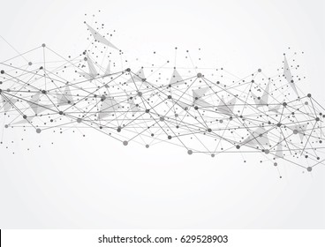 Abstract Polygonal Space Gray Background with Connecting Dots and Lines